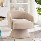 Modern Swivel Barrel Chair, Upholstered Velvet Round Accent Chairs,360 Degree Comfy Swivel Chair with Open Backrest