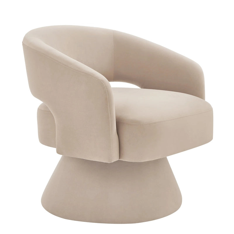 Modern Swivel Barrel Chair, Upholstered Velvet Round Accent Chairs,360 Degree Comfy Swivel Chair with Open Backrest