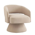 Modern Swivel Barrel Chair, Upholstered Velvet Round Accent Chairs,360 Degree Comfy Swivel Chair with Open Backrest