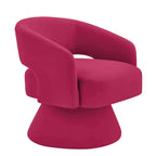Modern Swivel Barrel Chair, Upholstered Velvet Round Accent Chairs,360 Degree Comfy Swivel Chair with Open Backrest