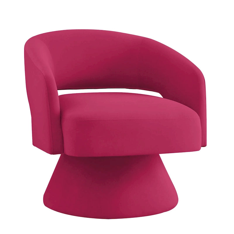 Modern Swivel Barrel Chair, Upholstered Velvet Round Accent Chairs,360 Degree Comfy Swivel Chair with Open Backrest
