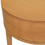 Cabana 18  Round Cane Rattan Storage Side Table, Natural Brown Oak Wood