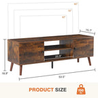 Can accommodate 60  TV, living room/bedroom TV media console, adjustable shelves, 2 storage cabinets, brown