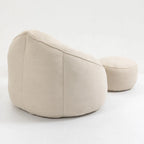 Beige Modern 40  Microfiber Accent Chair with Ottoman