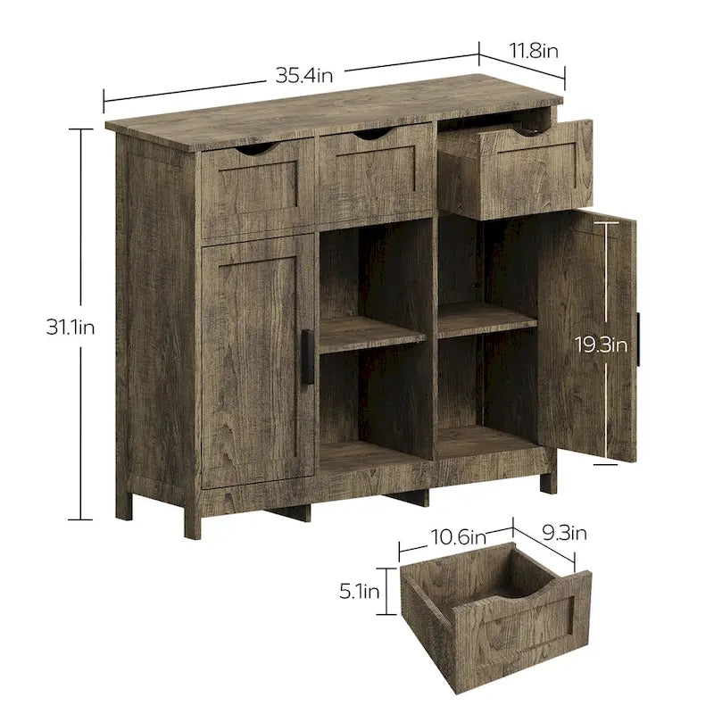 Storage Cabinets,Wooden Floor Cabinet,with Drawers and Shelves Storage Cabinets