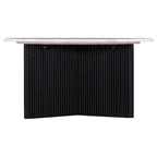 Luxurious Round Mable Topped Pedestal Coffee Table, Living Room Sofa Side Table, White/Black