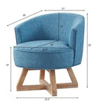 Light Blue Modern 27  Linen Upholstered 360 Swivel Barrel Chair with Solid Legs