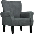 Dark Gray Modern 31.5  High Back Upholstered Arm Chair with Wood Legs