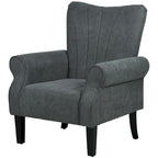 Dark Gray Modern 31.5  High Back Upholstered Arm Chair with Wood Legs