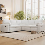 89  Power Recliner Sectional Sofa Home Theater Reclining Sofa with Two USB Ports, Two Storage Drawers for Living Room, Beige