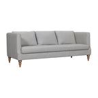 HomeRoots 85  Gray Leather Sofa With Brown Legs