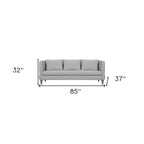 HomeRoots 85  Gray Leather Sofa With Brown Legs