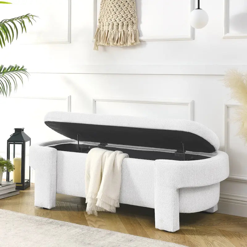 GDFStudio - Evelyn Chenille Upholstered Storage Bench with Turned Legs for Elegant Spaces