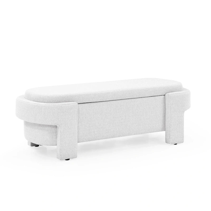 GDFStudio - Evelyn Chenille Upholstered Storage Bench with Turned Legs for Elegant Spaces