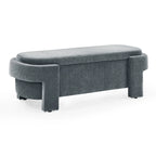 GDFStudio - Evelyn Chenille Upholstered Storage Bench with Turned Legs for Elegant Spaces