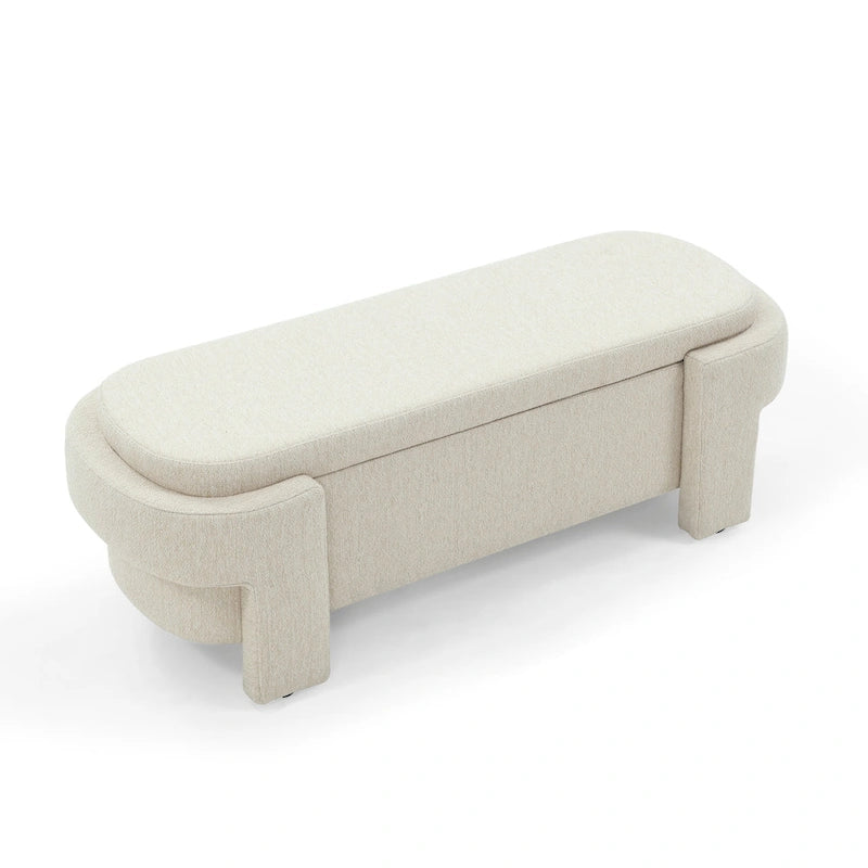 GDFStudio - Evelyn Chenille Upholstered Storage Bench with Turned Legs for Elegant Spaces
