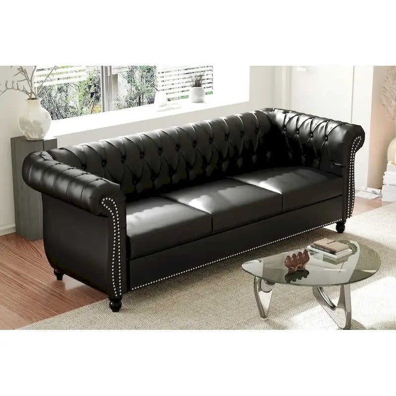 Naro Mid-Century 84  Modern 3 Seater Chesterfield Sofa Couches by Christopher Knight Home