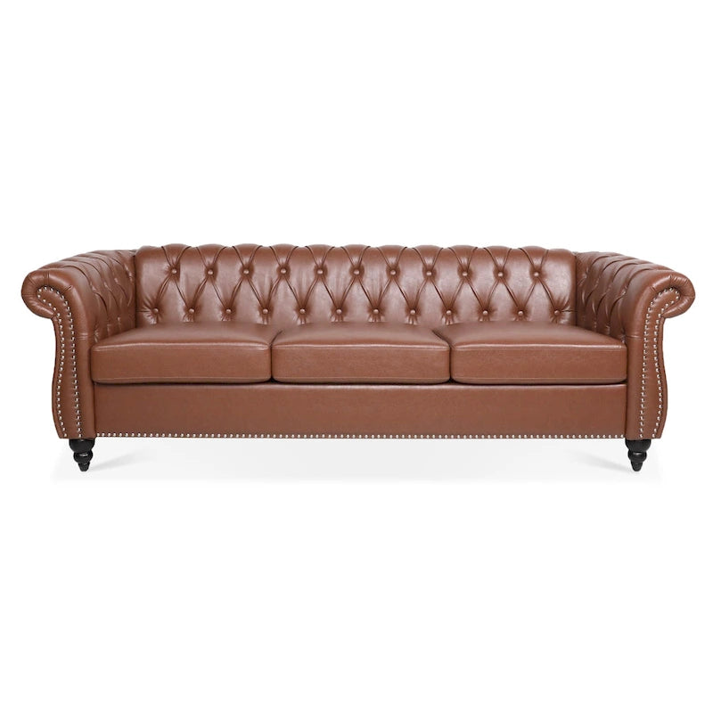 Naro Mid-Century 84  Modern 3 Seater Chesterfield Sofa Couches by Christopher Knight Home