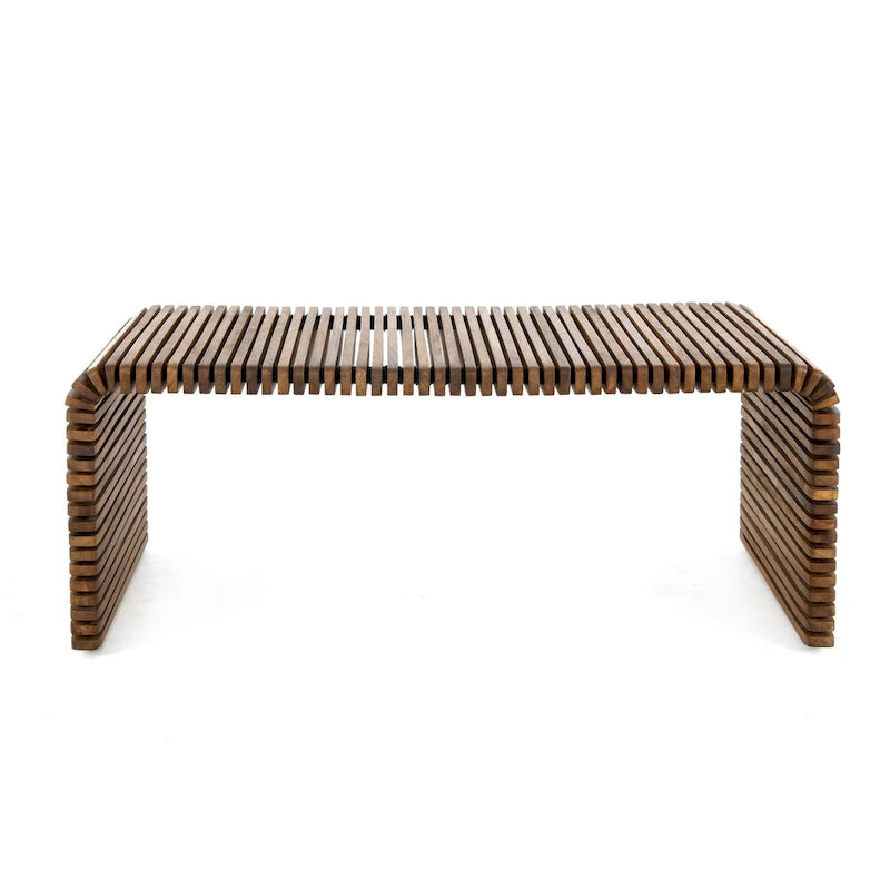 HomeRoots 26  Brown Solid Wood Stripes Coffee Table - 26' X '18' X '48