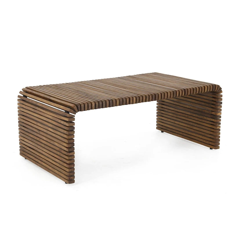 HomeRoots 26  Brown Solid Wood Stripes Coffee Table - 26' X '18' X '48