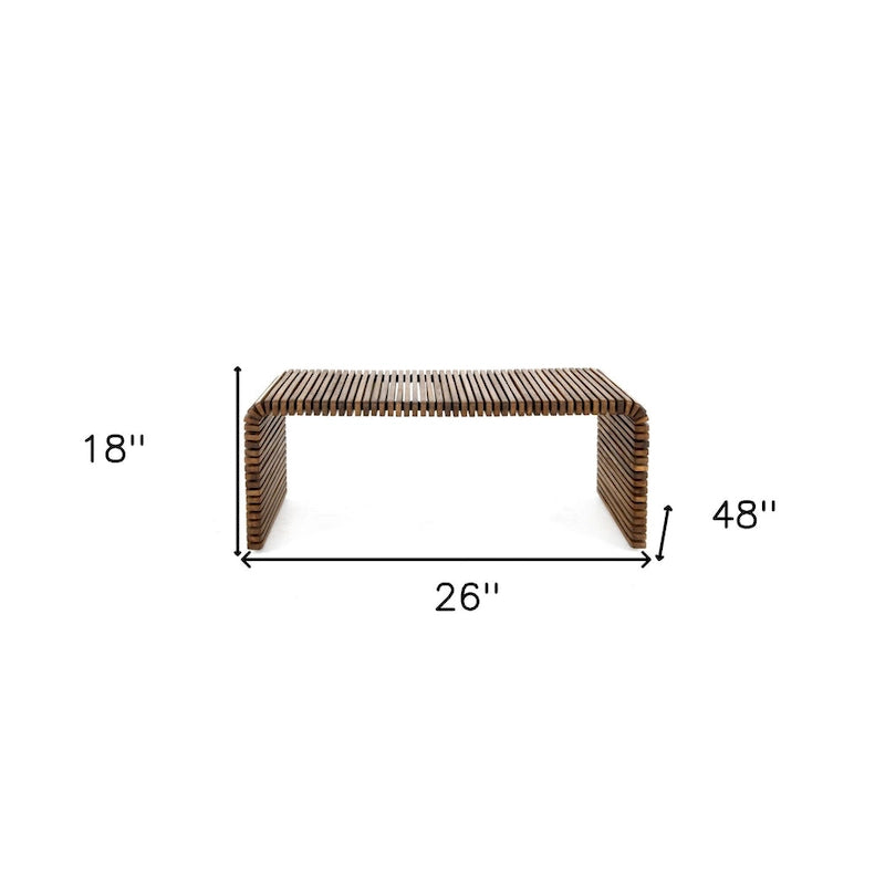 HomeRoots 26  Brown Solid Wood Stripes Coffee Table - 26' X '18' X '48