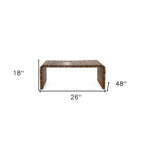 HomeRoots 26  Brown Solid Wood Stripes Coffee Table - 26' X '18' X '48