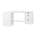 Modern L Shaped Executive Office Desk with 3 Drawers and Open Shelves for Home Office or Study Room Use