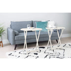 Routed Edge Foldable Snack Tray Tables - 26.25  - White - Set of 2