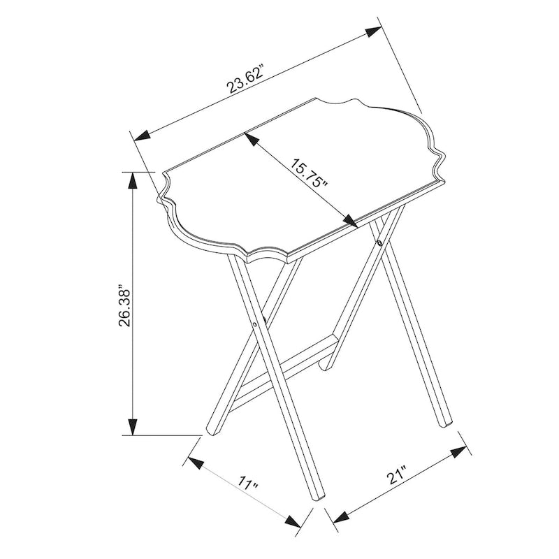 Routed Edge Foldable Snack Tray Tables - 26.25  - White - Set of 2