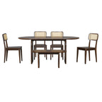 Dining Table Set for 6Oval Kitchen Table and Rattan-Back Chairs