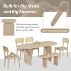 Dining Table Set for 6Oval Kitchen Table and Rattan-Back Chairs