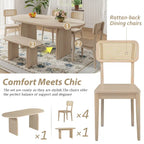 Dining Table Set for 6Oval Kitchen Table and Rattan-Back Chairs