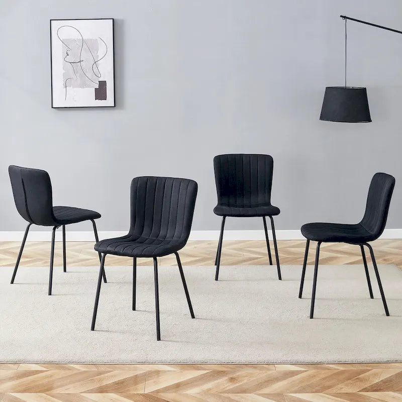 Classic Dining Chair Set of 4, Kitchen Armless Side Chair, Interior Decoration Chair with Metal Legs for Dining Room