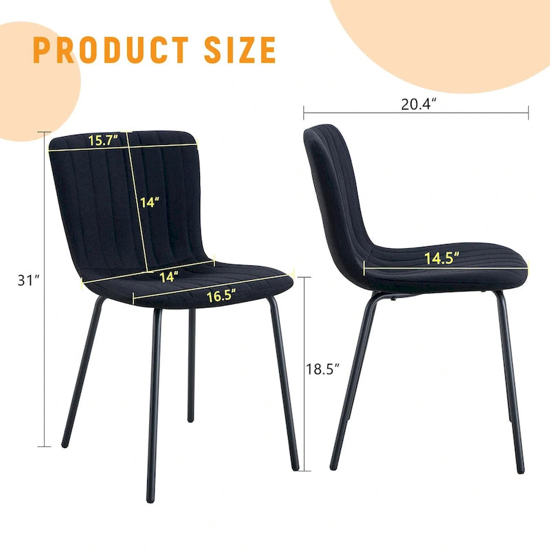 Classic Dining Chair Set of 4, Kitchen Armless Side Chair, Interior Decoration Chair with Metal Legs for Dining Room