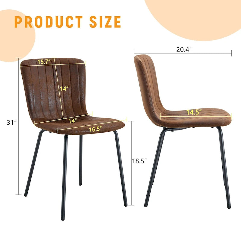 Classic Dining Chair Set of 4, Kitchen Armless Side Chair, Interior Decoration Chair with Metal Legs for Dining Room