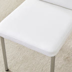 Luxury Simple Chair Set of 6 PU High Resilience Dining Chair with Metal Silver Leg Kitchen Armless Side Chair