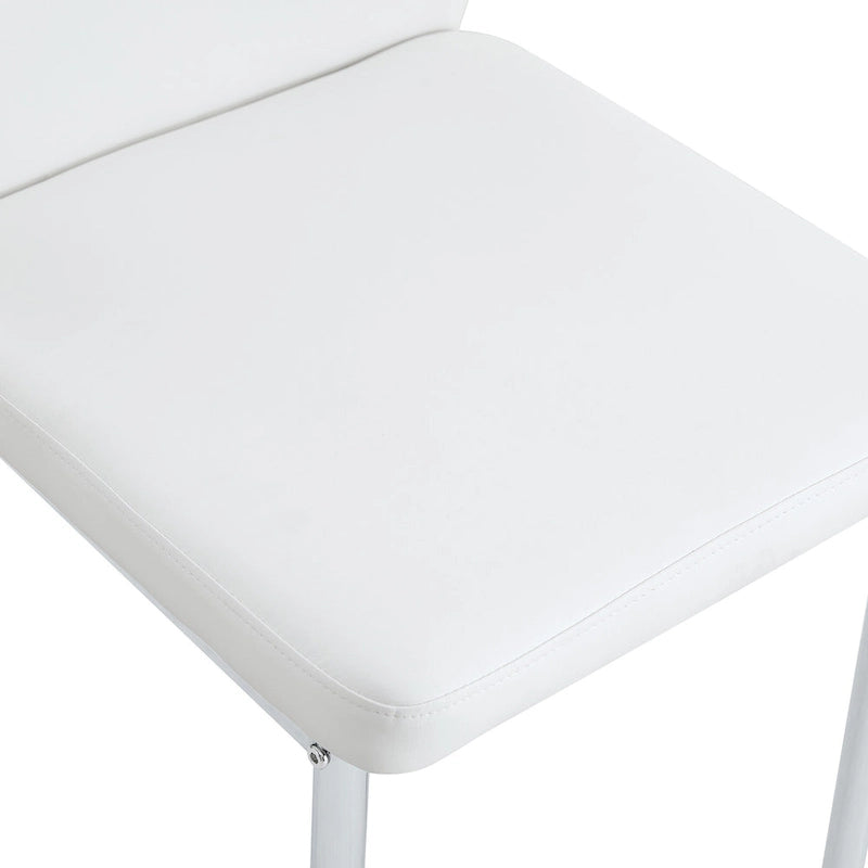 Luxury Simple Chair Set of 6 PU High Resilience Dining Chair with Metal Silver Leg Kitchen Armless Side Chair