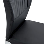 Luxury Simple Chair Set of 6 PU High Resilience Dining Chair with Metal Silver Leg Kitchen Armless Side Chair