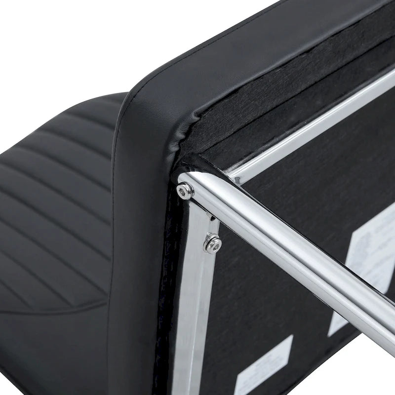 Luxury Simple Chair Set of 6 PU High Resilience Dining Chair with Metal Silver Leg Kitchen Armless Side Chair