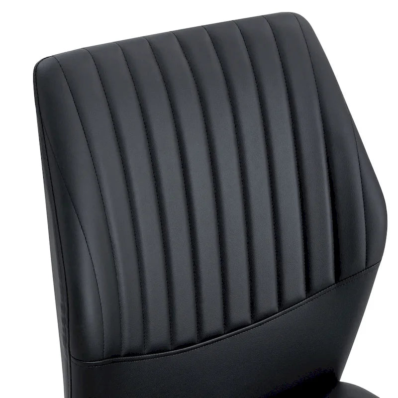 Luxury Simple Chair Set of 6 PU High Resilience Dining Chair with Metal Silver Leg Kitchen Armless Side Chair