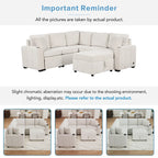 L-shaped Sectional Pull Out Sofa Bed, Recliner Sofa with 2 USB Ports, 2 Power Sockets and Movable Storage Ottoman