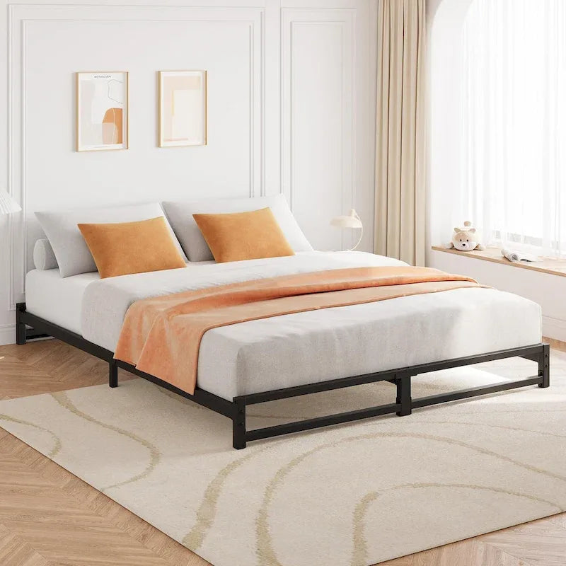 Metal Platform Bed Frame with Steel Slats Support