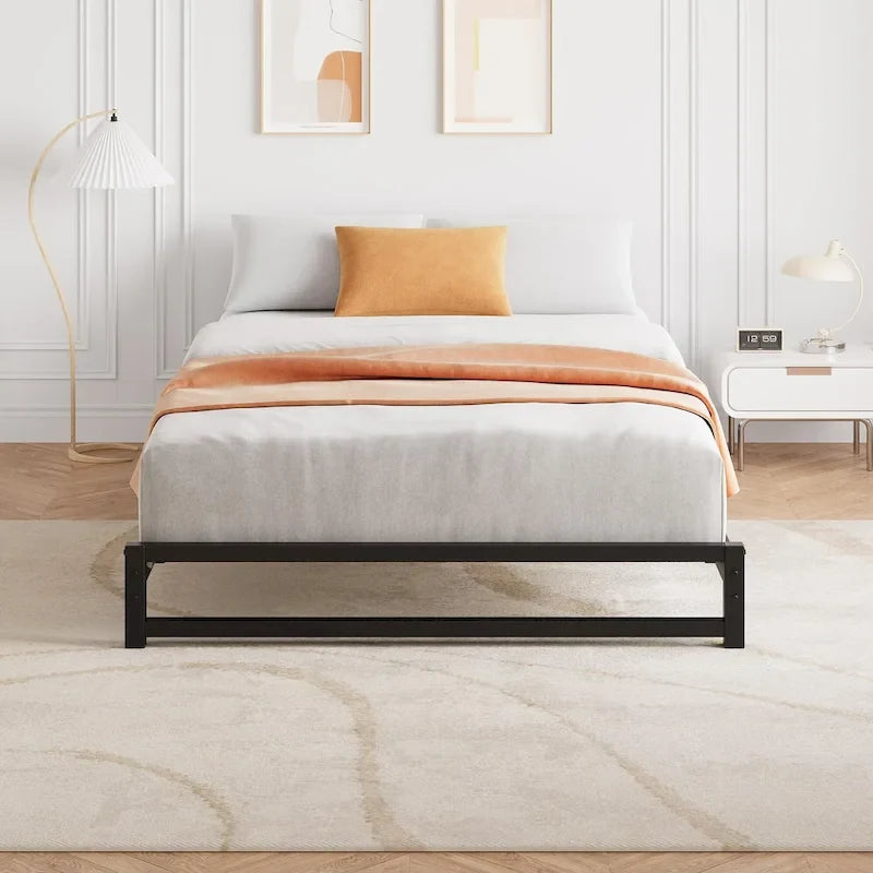 Metal Platform Bed Frame with Steel Slats Support
