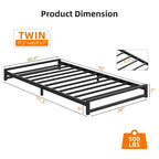 Metal Platform Bed Frame with Steel Slats Support