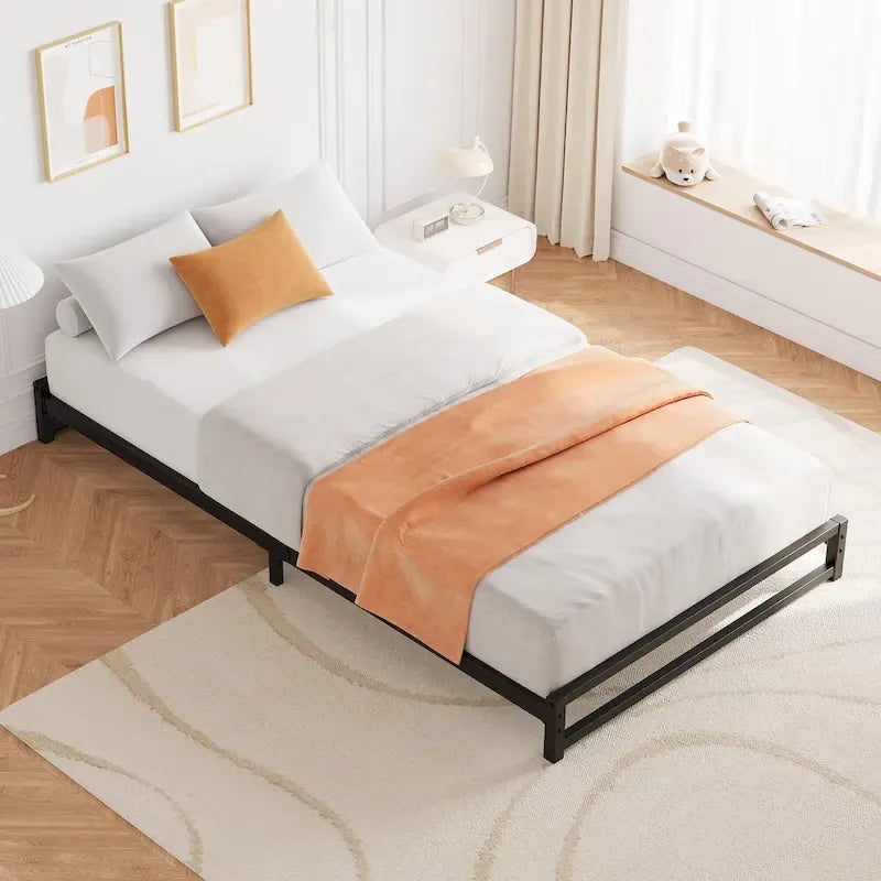Metal Platform Bed Frame with Steel Slats Support