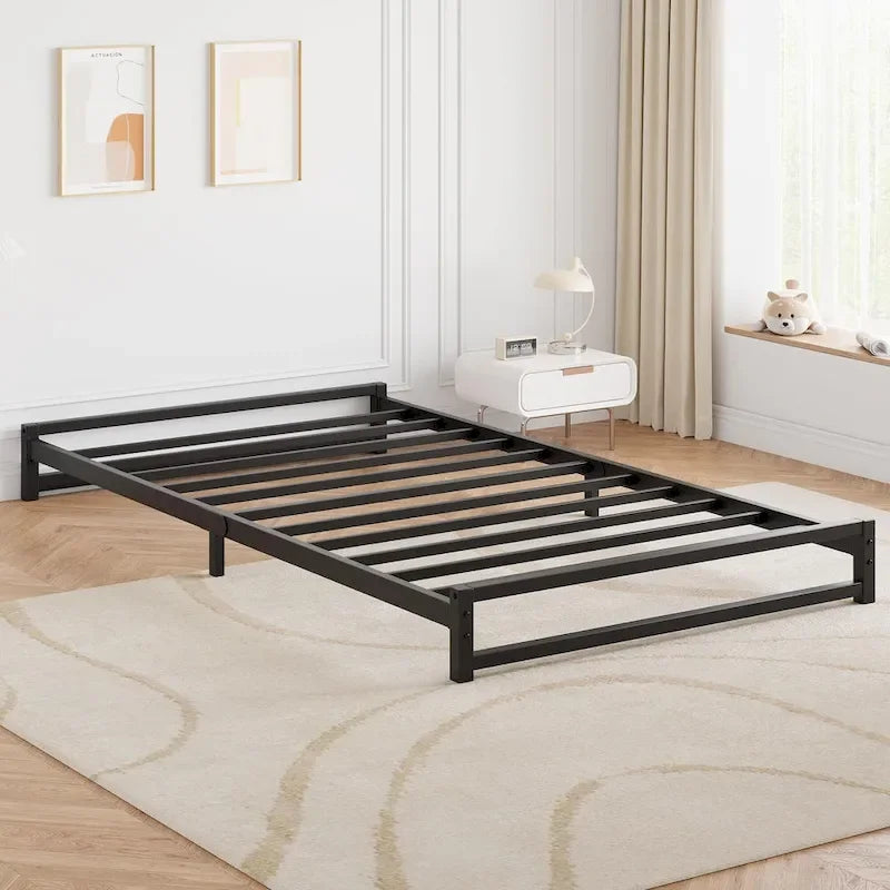 Metal Platform Bed Frame with Steel Slats Support
