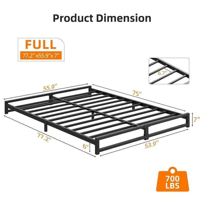 Metal Platform Bed Frame with Steel Slats Support