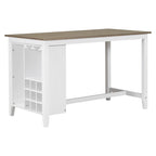 Multi-Functional Counter Height Dining Set Kitchen Bar Dining Table Set with 9 Wine Compartment Wine Glass Holders for Kitchen