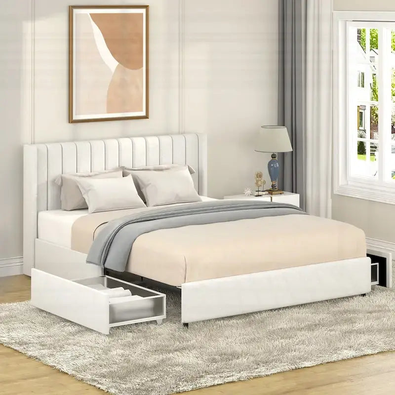 Luxurious Tufted Platform Bed with Dual Storage Drawers for Ultimate Comfort
