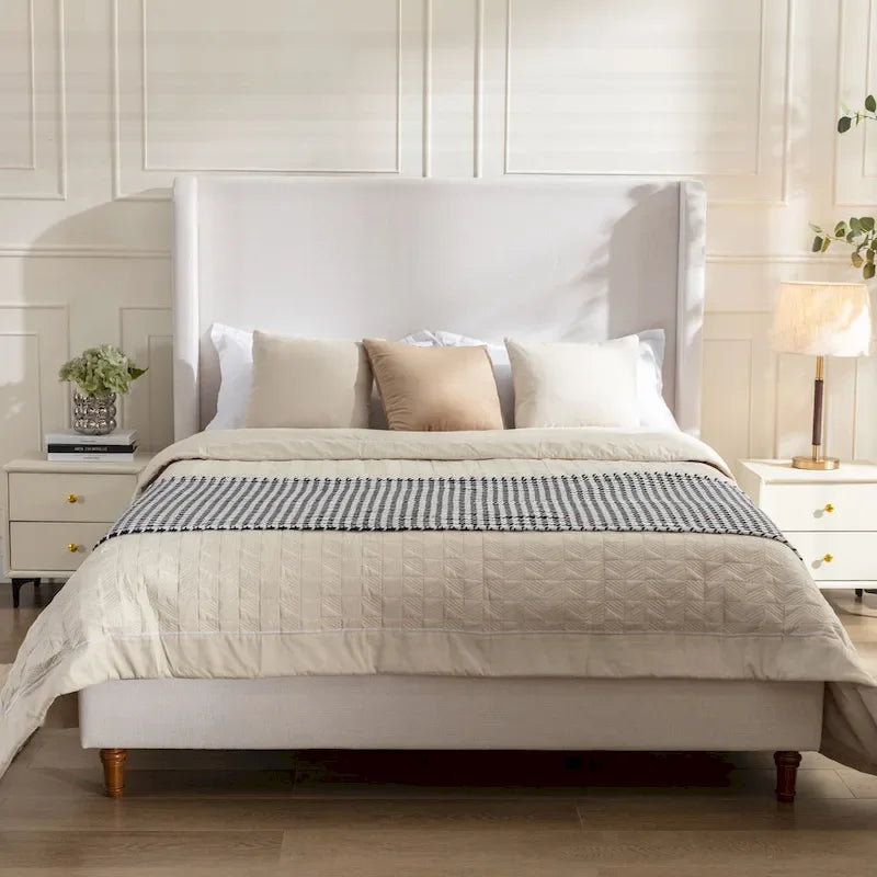 Graceful Wingback Upholstered King Bed for Dreamy Nights